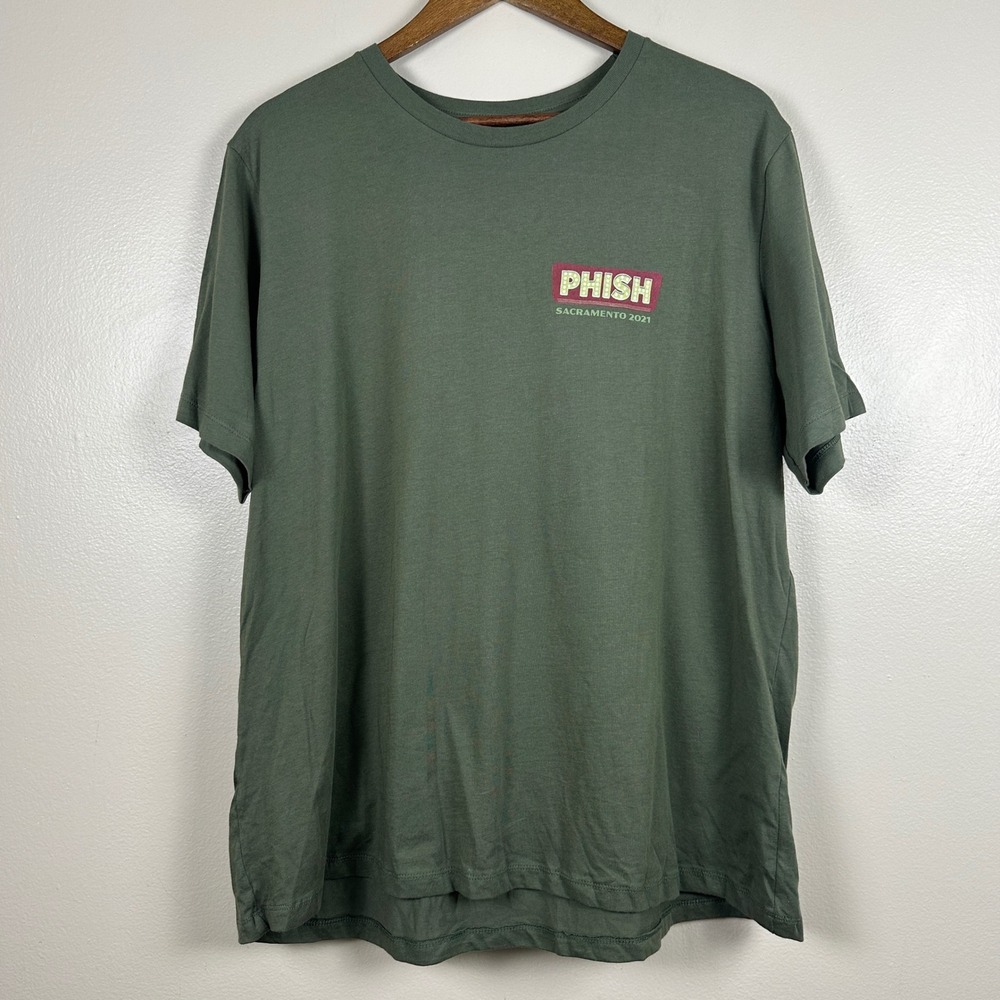 Phish Men's 2XL T-Shirt Olive Green Sacramento 2021 Fall Tour Graphic Tee NWOT